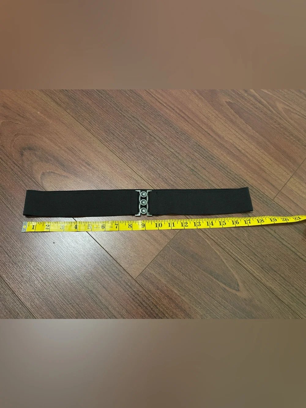 Vintage elastic silver clip waist belt band, black with pewter metal 90’s goth